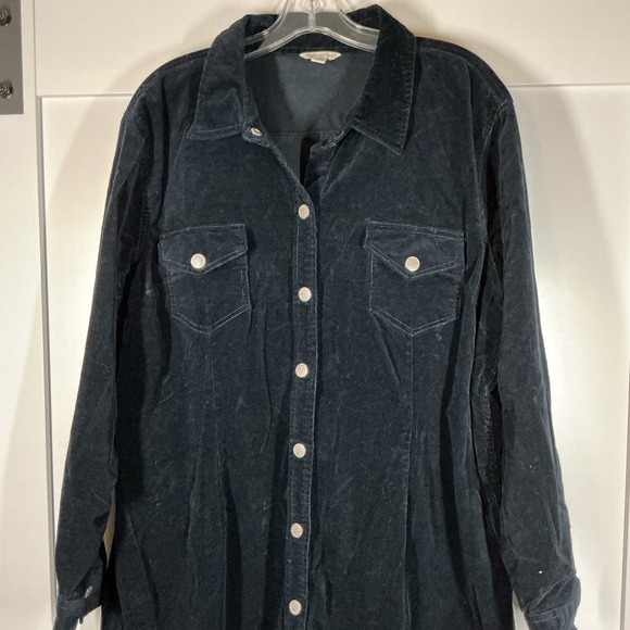 Cato Corduroy Full Button Midi Dress Womens Size 22/24W Navy Western Casual - Picture 3 of 6